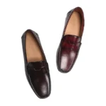 Men's High-End Genuine Leather Loafers Comfortable Flat Casual Glossy Wine Red Handmade Office Banquet Shoes - Image 21