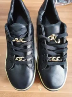 Women's Sneakers 2023 New Fashion Chain Leather Comfortable Round Toe Platform Sneakers Lace-up Walking Women's Vulcanized Shoes - Image 14