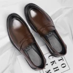 Men's Formal Leather Loafers Italian Style Slip-on  Stylish Elegant Business Shoes Comfortable Lightweight Office Dress Shoes - Image 5