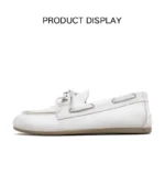 Smile Circle Boat Shoes Women Genuine Leather Loafers Moccasins Lace-up Flat Shoes - Image 8