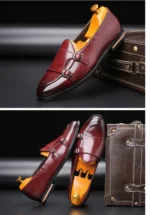 Man Shoes Leather Loafers designer Fashion Slip-on Casual Comfortable Double Monk Dress Shoe - Image 17