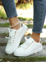 Women's casual sneakers Breathable sneakers Lightweight outdoor leather Walking shoes Sports jogging Flats tennis sneakers - Image 10
