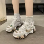 2025 New Women's Luxury Rhinestone Casual Platform Shoes Outdoor Running Sneakers Designer Mesh Women's Sports Shoes - Image 6