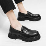 Loafers Platform Height Increasing Shoes Black Fashion Men - Image 4