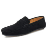 Men's Solid Color Suede Loafers Breathable Comfort Slip-on Flat Shoes - Image 7