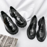 Loafers Platform Height Increasing Shoes Black Fashion Men - Image 2